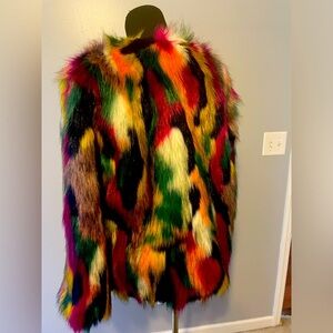 Like New Faux Rainbow Fur coat size women’s medium.